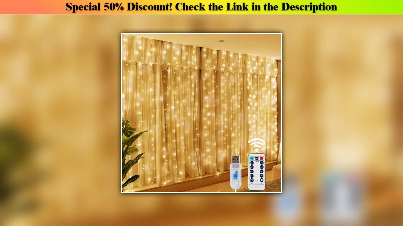 Best Christmas Lights LED Fairy String Curtain Lights 8 Mode Remote USB Festoon Christmas Decor For