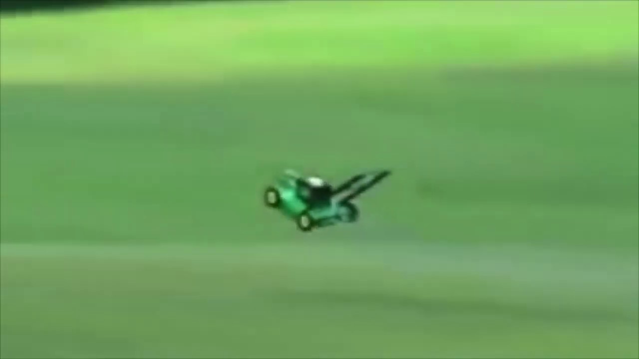 Flying lawnmower goes with any music YouTube