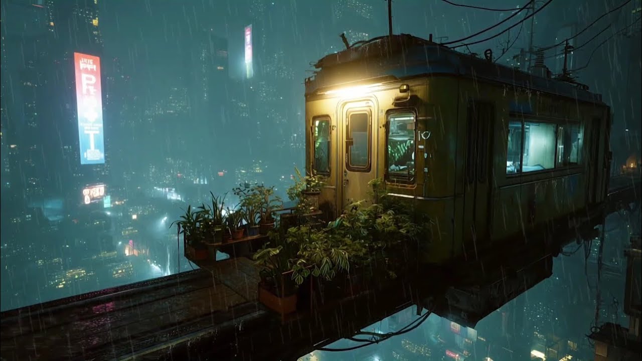 Midnight Cyber Slumber 🌃 LoFi Rain Ambience & Neon City Calm