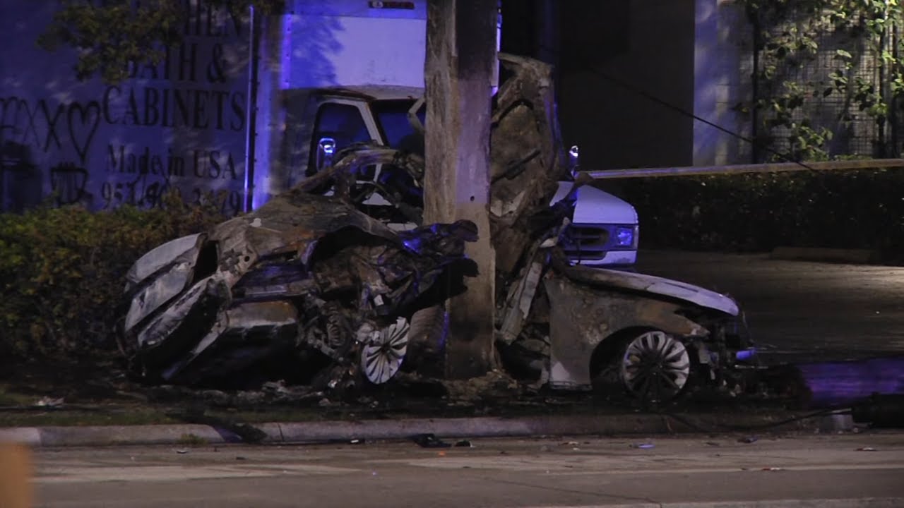 Man Burnt Beyond Recognition After Car vs Pole Crash And Burn Fatality