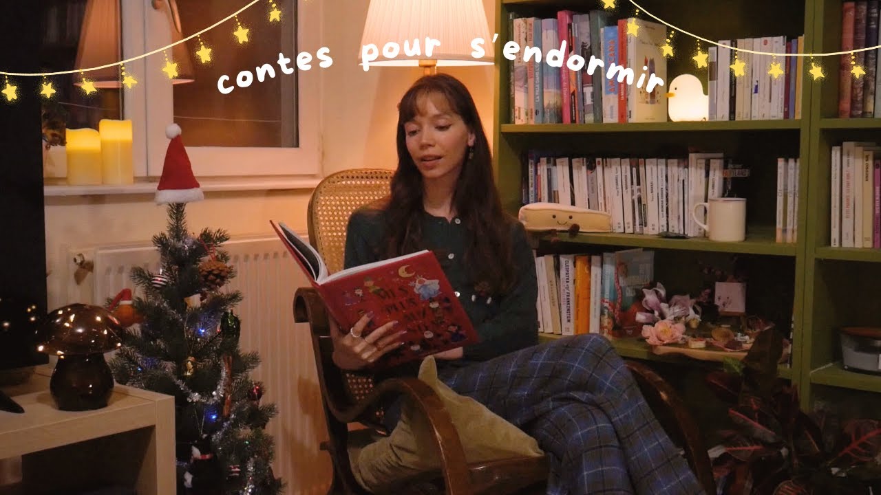 ASMR | Lecture de contes dans un vieux rocking chair qui craque 🎄🌧️