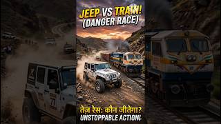 Jeep VS Train Race Challenge || #ibd3 #challenge #shortsfeed #viral @MrBeast