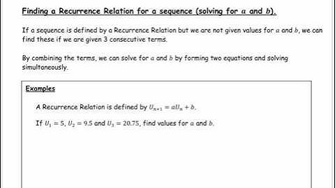 Recurrence Relations - Solving for a and b