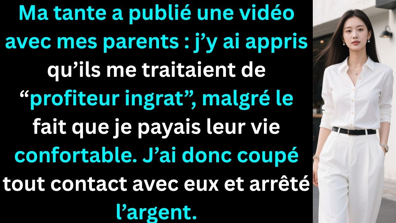 Ma tante a publié vidéo avec mes parents; j’ai appris qu’ils me traitaient de parasite.