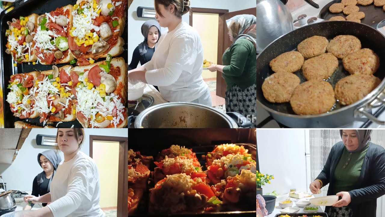 AKŞAMKİ VDEONUN DEVAMI KIZLARLA MUTFAK TOPLADIK SAHURA PİZZA YAPTIM 