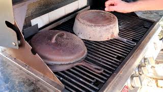 RESTORING CAST IRON COOKWEAR ON THE OUTDOOR GRILL