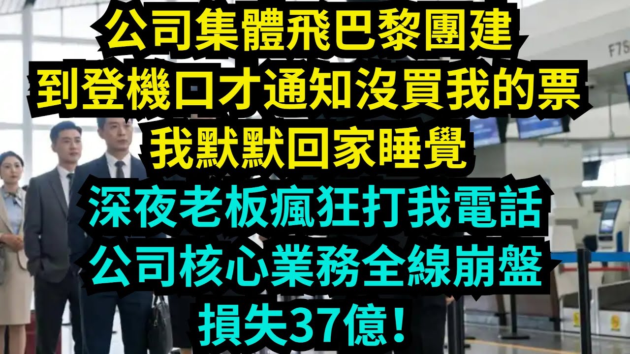 公司集體飛巴黎團建，到登機口才通知沒買我的票，我默默回家睡覺，深夜老板瘋狂打我電話：公司核心業務全線崩盤！損失37億！【奇聞秘事】#奇聞#秘事#故事 #职场 #职场故事 #奖金