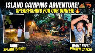 ISLAND CAMPING ADVENTURE! CAMPING & SPEARFISHING FOR OUR DINNER!