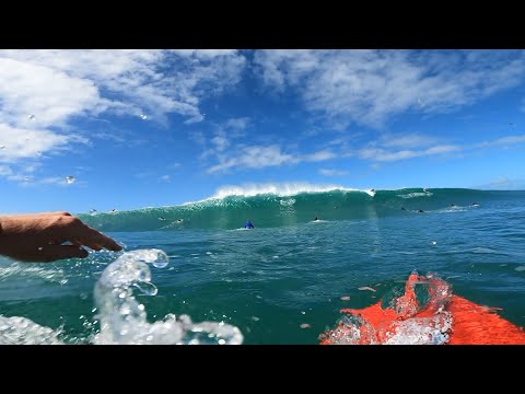 POV RAW CLIPS LEASH BREAKS AT SECOND REEF PIPE TIME TO SWIM!
