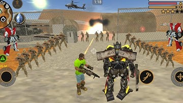 Vegas Crime Simulator (Transformers Fight Army Base with Car Robot) Army Fight Vegas Hero - Gameplay