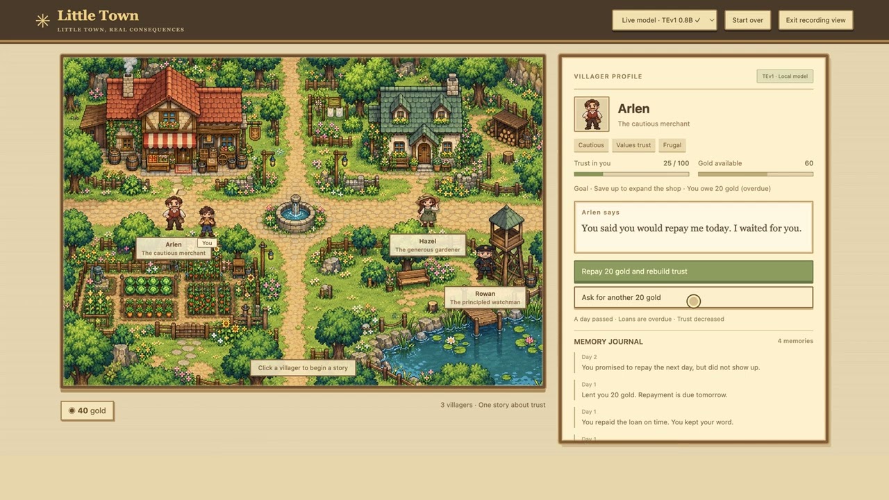 These NPCs Remember Your Choices | AI Village Demo with TEv1