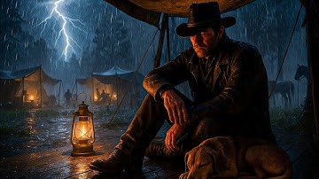 Thunderstorm Night in Camp – Arthur Sleeps Beside His Dog | RDR2 ASMR