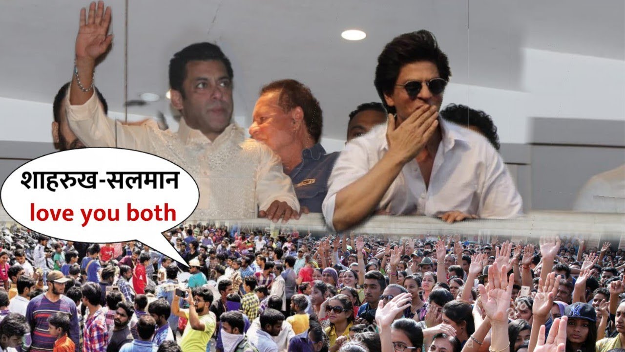 Shahrukh Khan and Salman Khan Eid Wish Fans at Them House Mannat-Galaxy | Waves Hand From Balcony wishbone dog