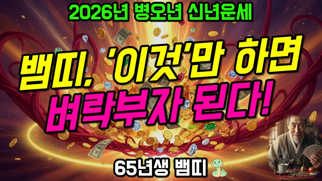 [2026년 신년운세] 65년생 뱀띠, '이것'만 하면 벼락부자 된다! 평생의 숙원 해소하고 횡재하는 해!
