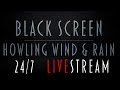 Black Screen Howling Wind Rain Thunder LiveStream 24 7 