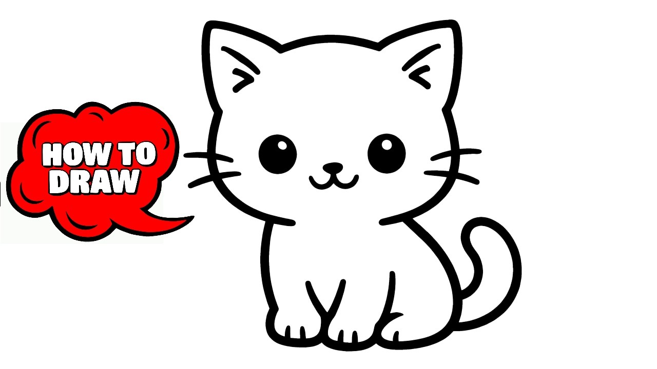 How to Draw a Cute Kitten Step by Step | Easy Kitten Drawing for Beginners