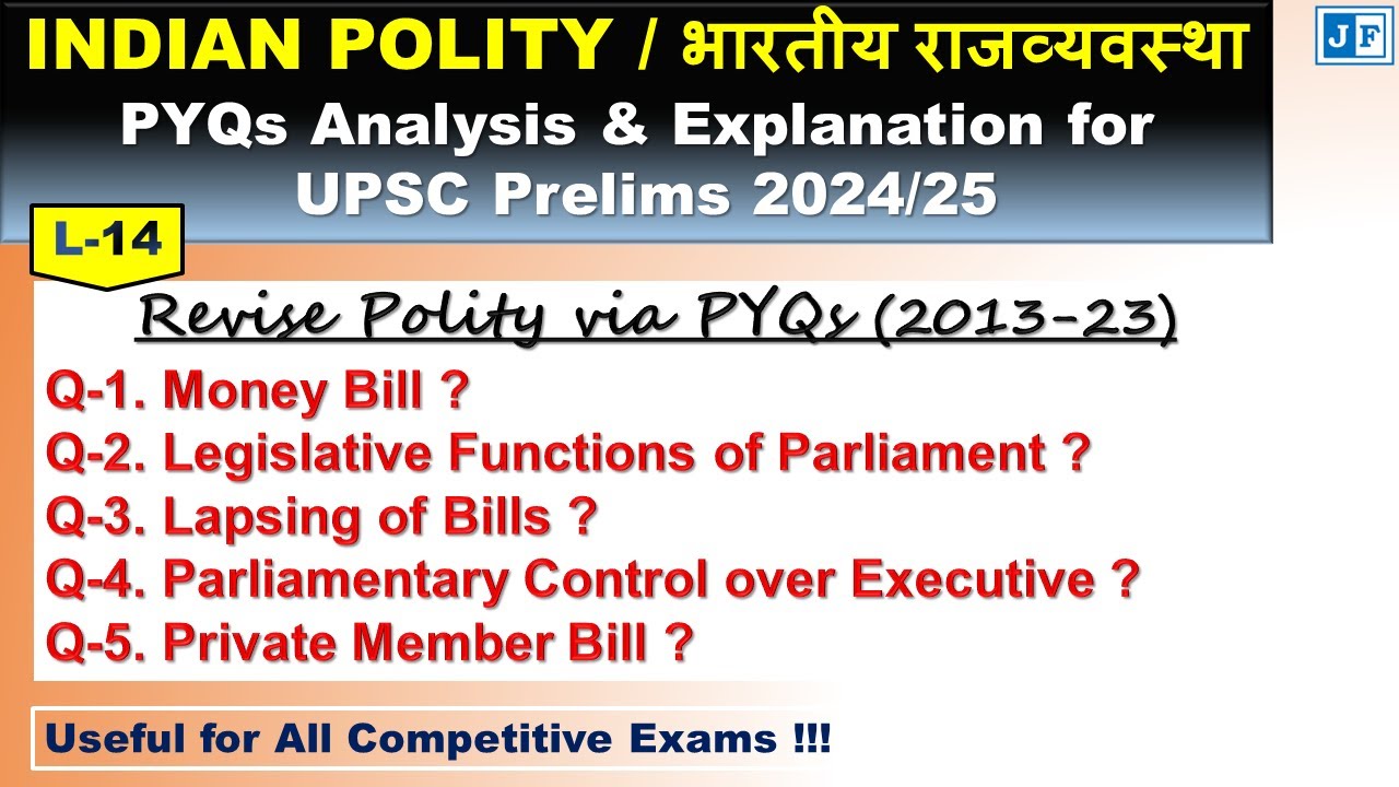 L-14: Indian Polity PYQs for UPSC Prelims || @JasbirFoundation - YouTube