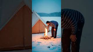 Snow Falling All Night ❄️ Cozy Lakeside Tent &amp; Fire — The Most Addictive Peaceful Camping ASMR 💤