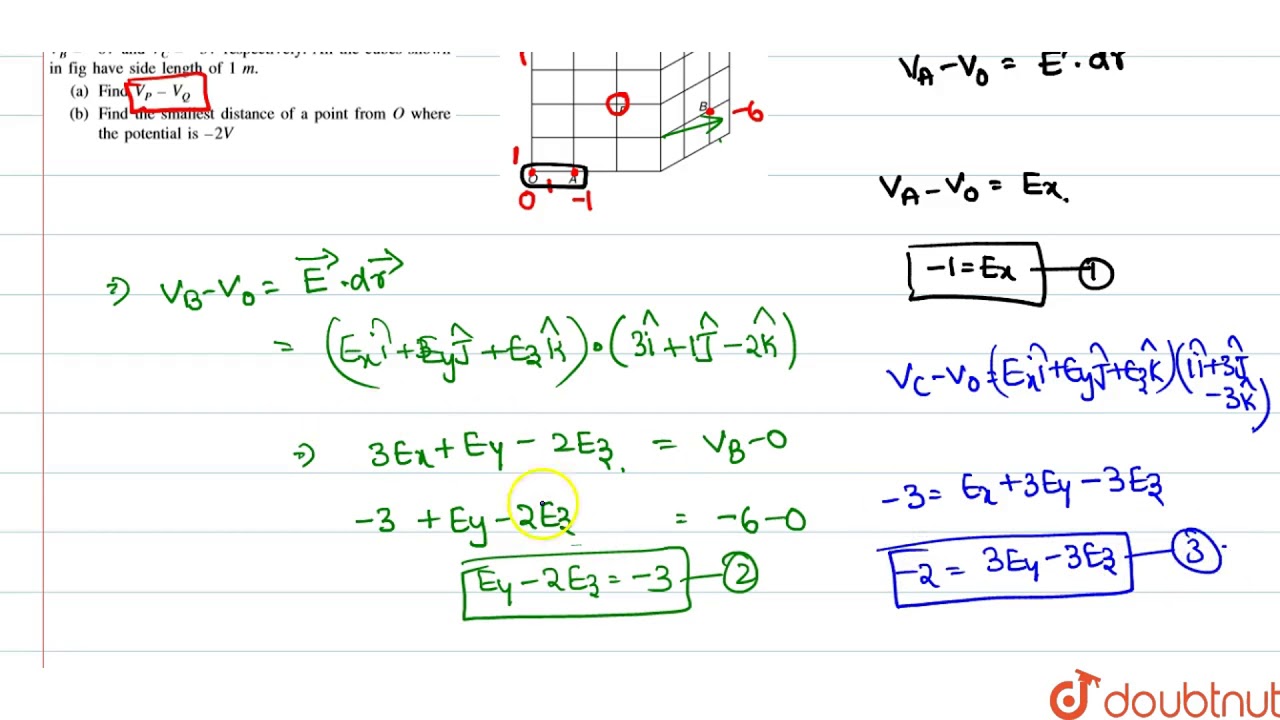 A Uniform Electric Field Exists In A Region Of Space Potential At Potential O A B And C Are Youtube