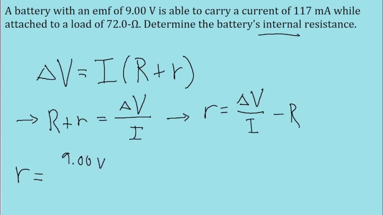 A battery having an emf of 9.00 V delivers 117 mA when connected to a
