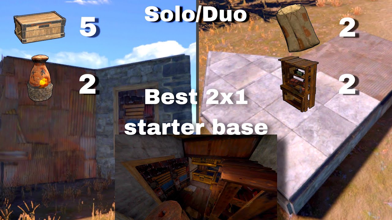 Best Solo/Duo starter base 2x1 Rust/console - YouTube