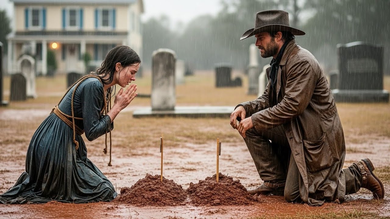 He Found Her Praying In The Rain Over Two Small Graves, The Cowboy Knelt Beside Her And Said Nothing