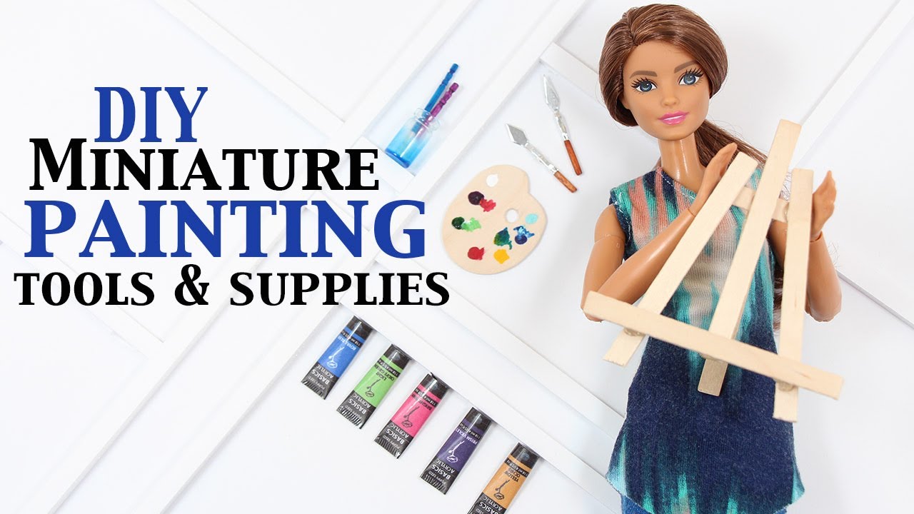 DIY MINIATURE PAINT BRUSHES, How to make PAINT BRUSHES for BARBIE dolls