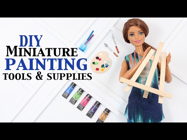 DIY - Miniature Painting tools & Supplies for your Barbie craft room - Mini  paint - Dollhouse Crafts 