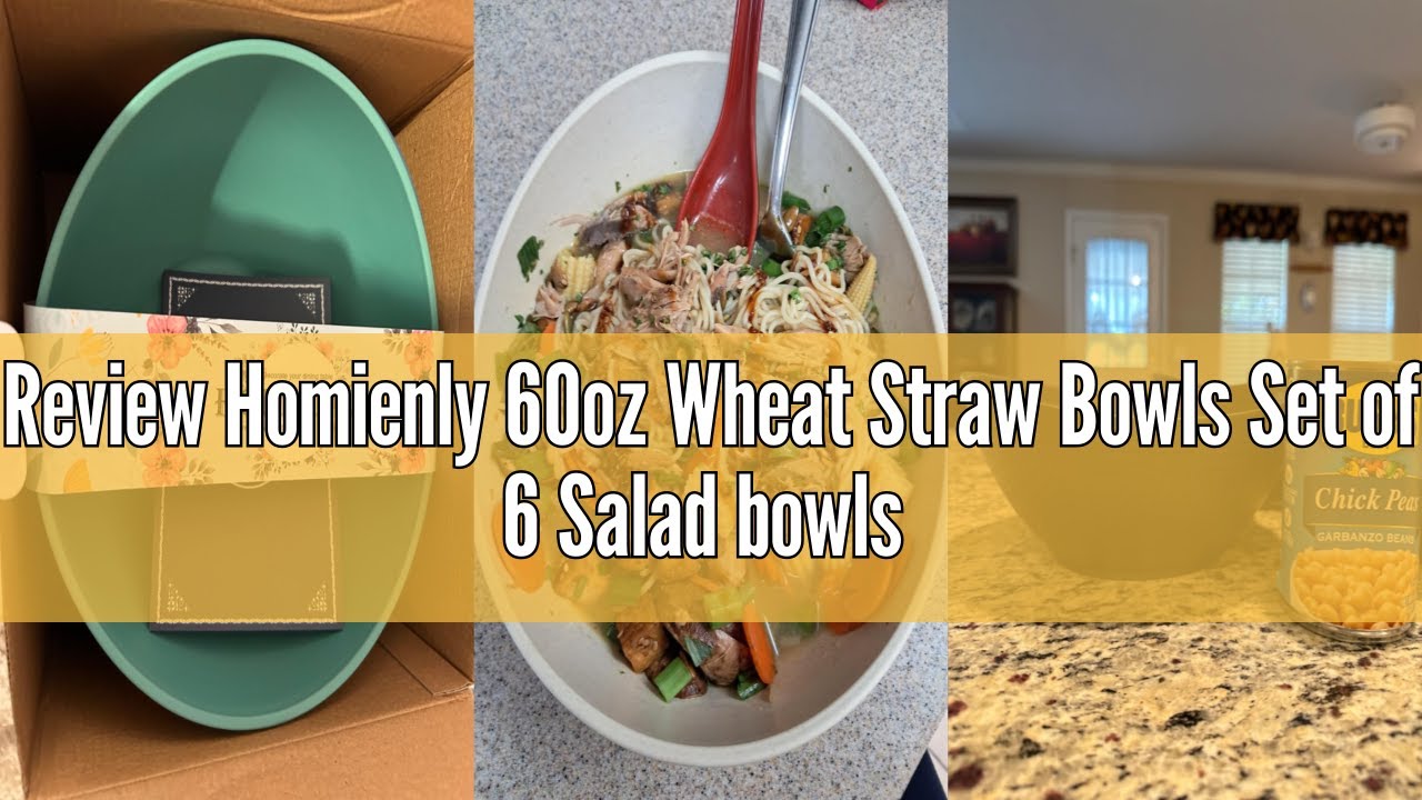 Review Homienly 60oz Wheat Straw Bowls Set of 6 Salad bowls Large Capacity Soup Bowls Unbreakable Se
