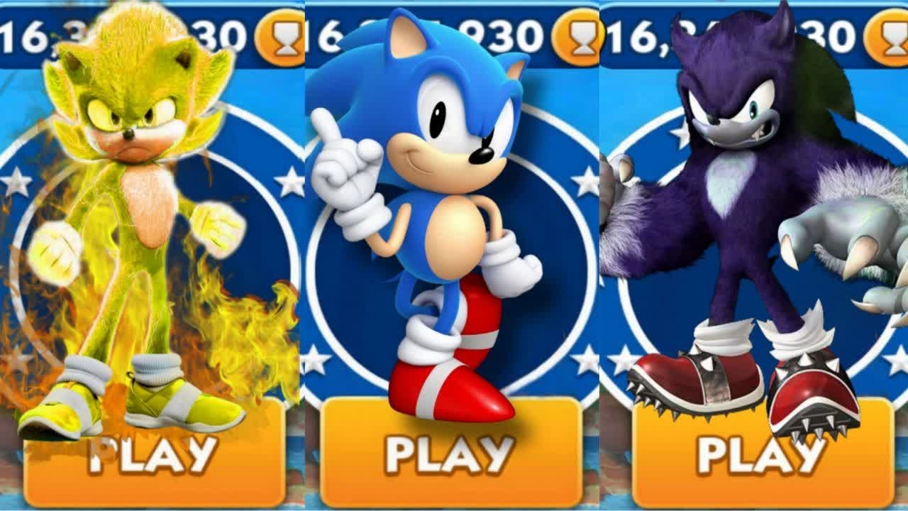 Sonic Dash - Movie Super Sonic VS Classic Sonic VS Werehog _ Movie ...