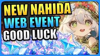 NEW Nahida Web Event (FREE 40 PRIMOGEMS! GOOD LUCK!) Genshin Impact Web Event 3.2 Wallpaper Included