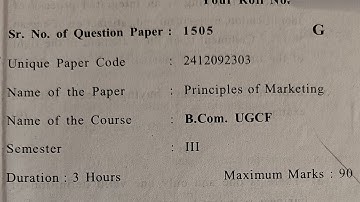 Principles Of Marketing || Semester III || PYQ Question Paper || SOL DU ||