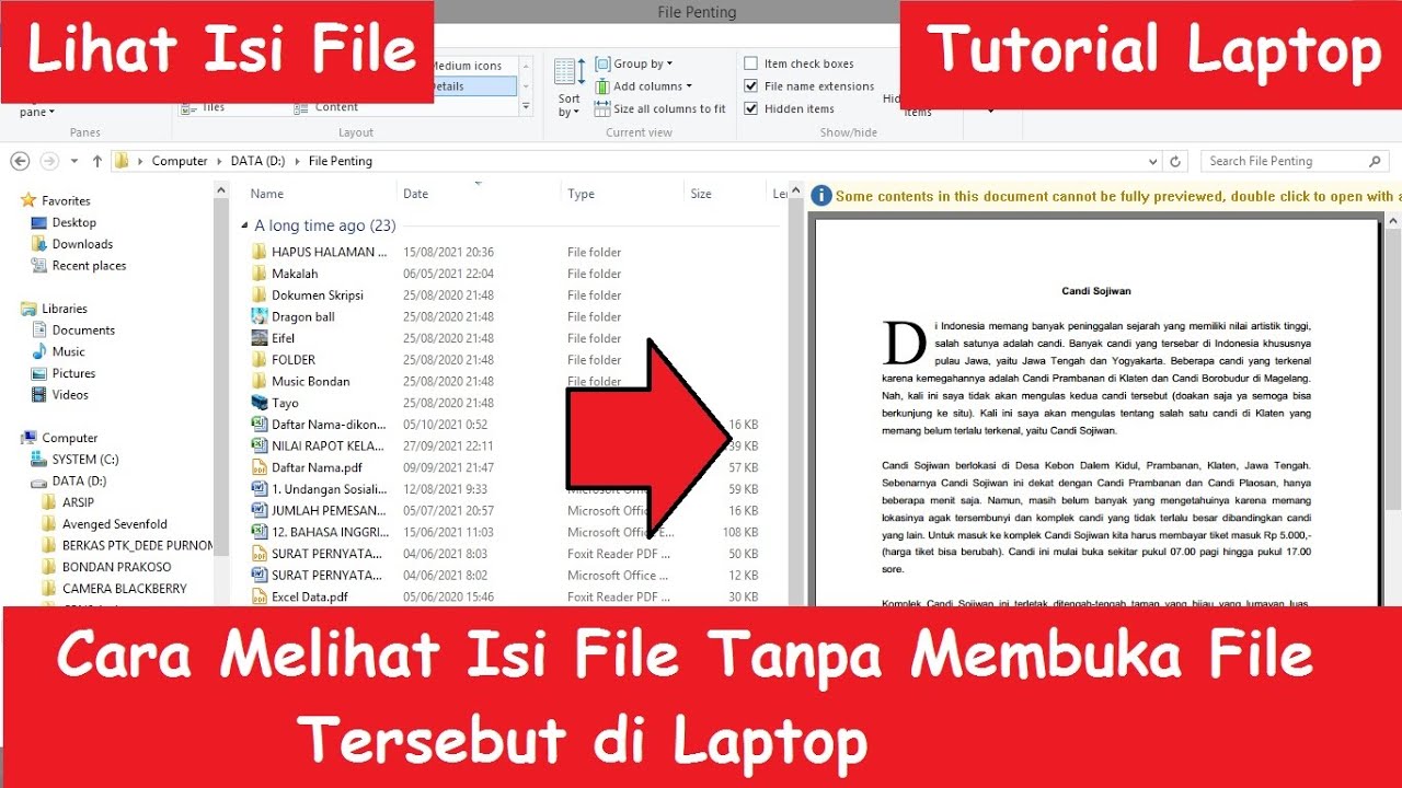 Cara Melihat Isi File Tanpa Membuka File Tersebut di Laptop l Tutorial