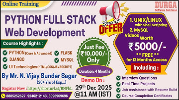 PYTHON FULL STACK Web Development Online Training @ DURGASOFT