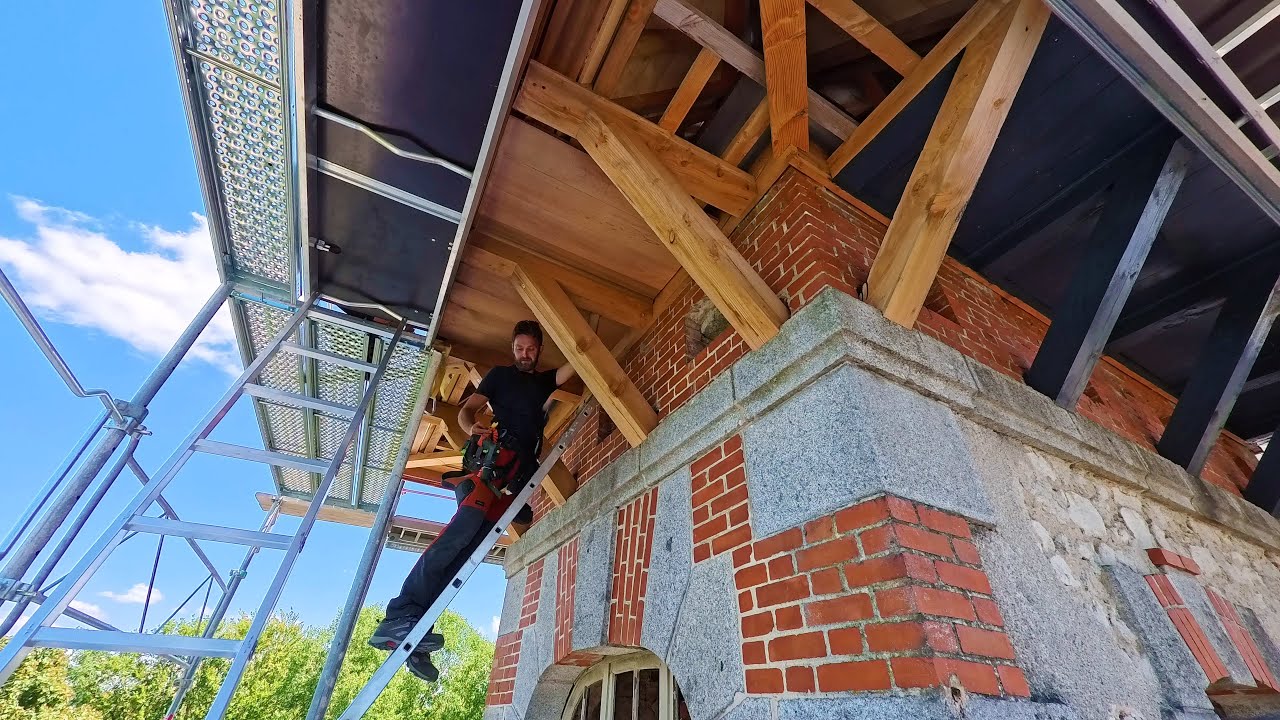 Cedar cladding, and a sketchy ladder. - YouTube