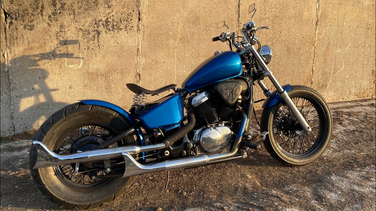 BOBBER Honda Shadow 600 Sharktail fishtail exhaust sound | PJB Moto ...