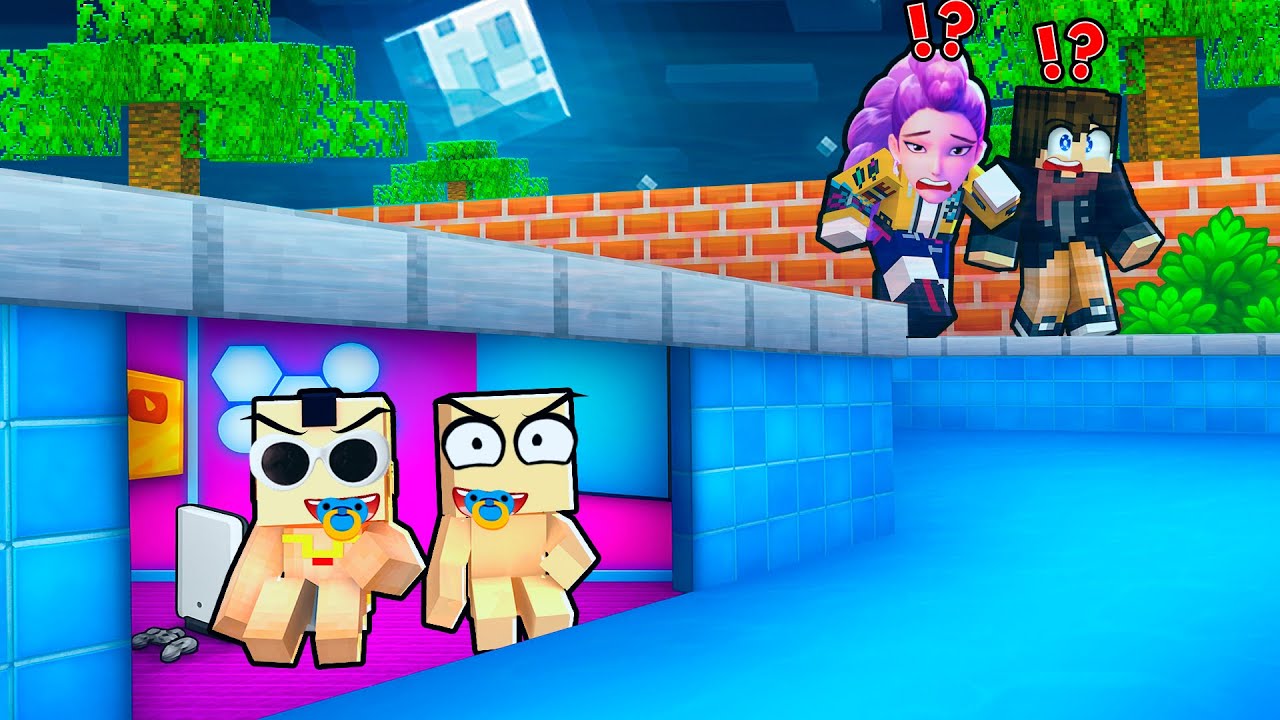 Ils ont CONSTRUIT une BASE SECURISÉE dans la PISCINE pour se CACHER de RUMI sur Minecraft !