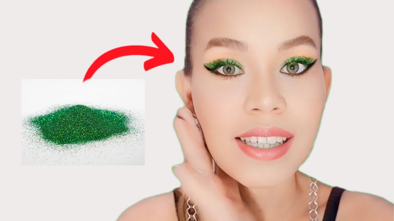 MAQUIAGEM FÁCIL COM BRILHO E DELINEADO PERFEITO, MAKE GLAM COM GLITTER VERDE! YouTube