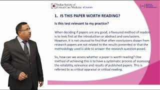 Critical Appraisal for Diagnostic Studies - Dr. Pradip Bhattacharya - MRM