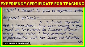 Application for Grant of Experience Certificate for Teaching | Grant Experience Certificate