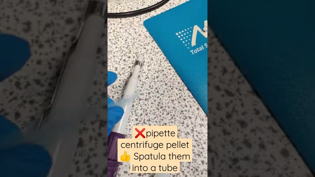 how to remove centrifuge pellet, don't pipette as tip stuck and inaccurate V,scoop and measure mass