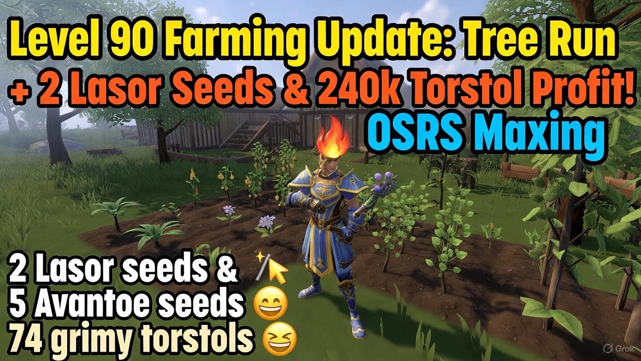 🌳 Level 90 Farming Update: Tree Run + 2 Lasor Seeds & 240k Torstol Profit! 🪴 OSRS Maxing