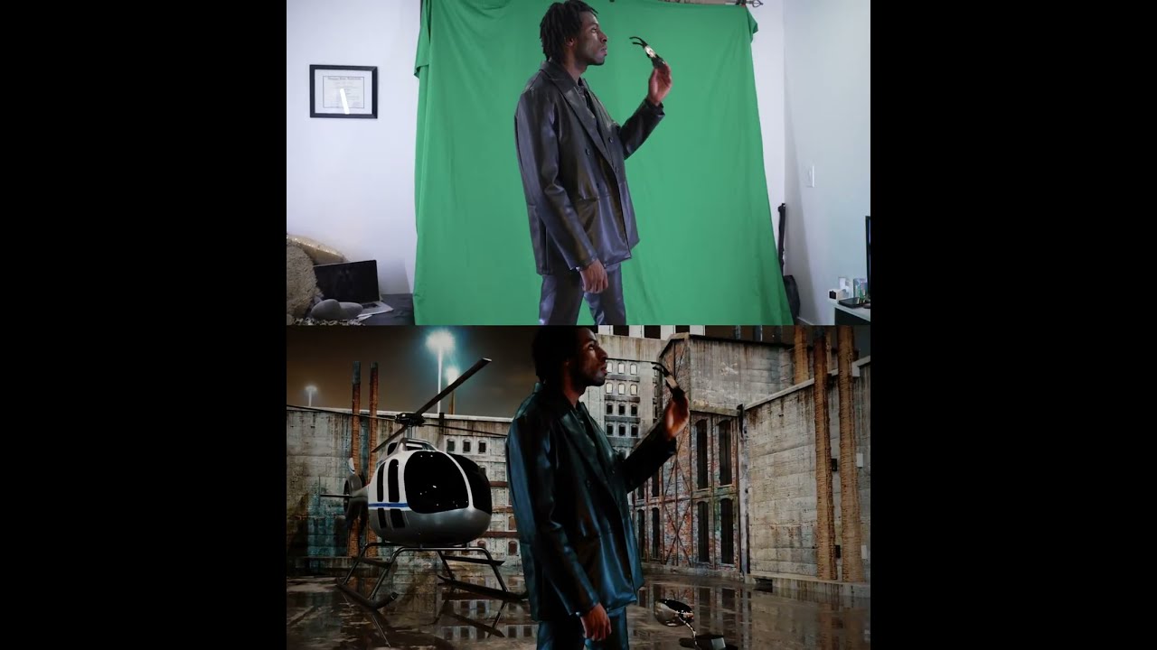 Green Screen Tracking Before And After Created In Blender