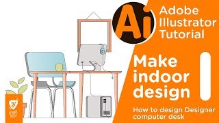 How to design Designer computer desk in Adobe Illustrator episode 01
