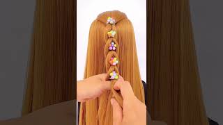 Beautiful Long Hairstyle With Flower Elastic Band