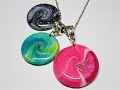 Gorgeous swirl shimmer polymer clay pendant