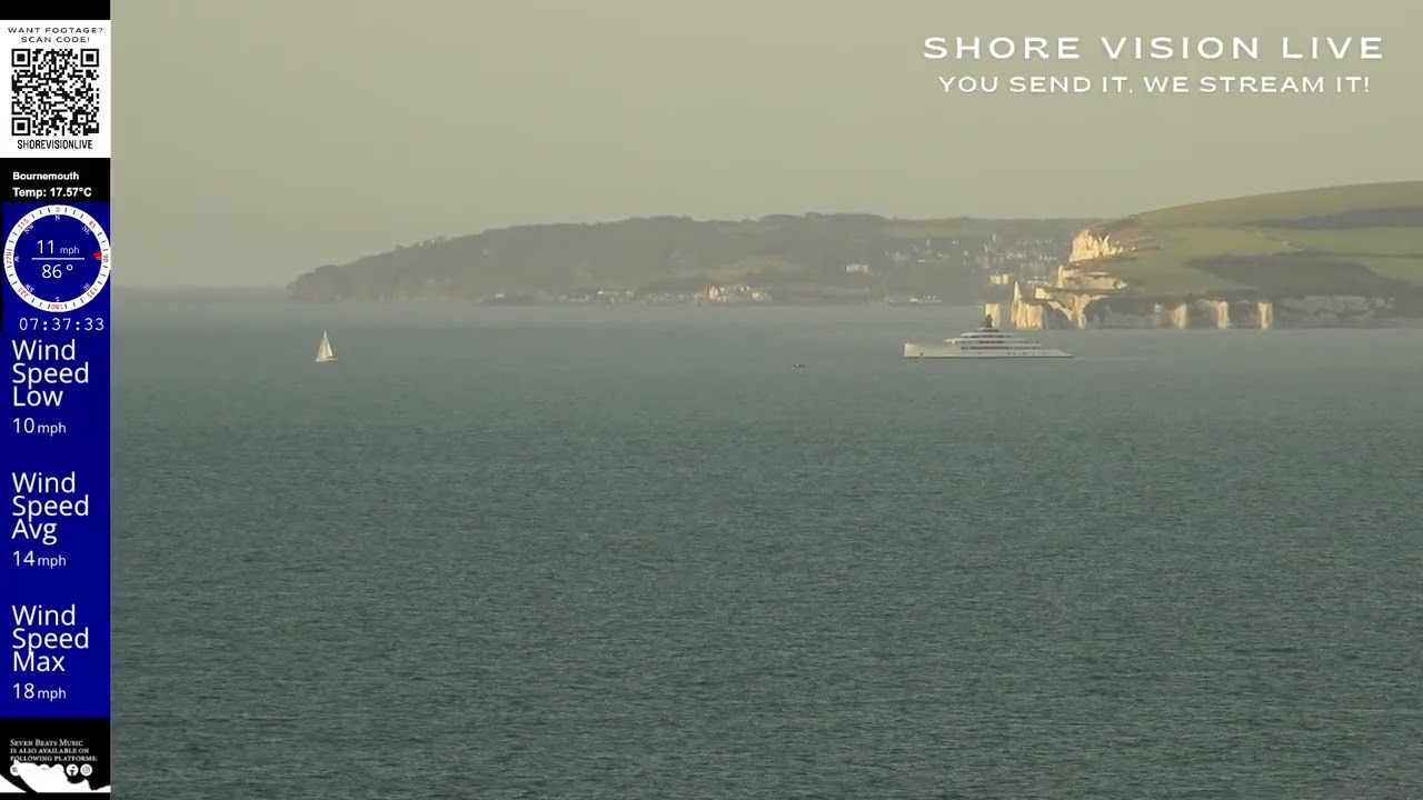 Superyacht Passing Old Harry Rocks 🌊 🛥️| Shore Vision Live