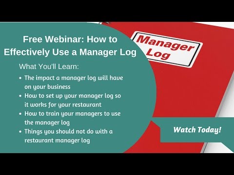 Free Webinar: How to Effectively Use a Manager Log in Your Restaurant