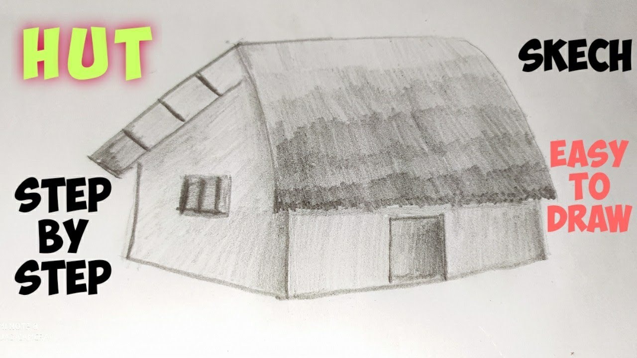 How to draw a village house| HUT step by step| drawing| art video - YouTube