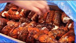 【オマール海老のチリソース】　　　　　　The Huge Amount of Lobsters Into Chili Sauce.